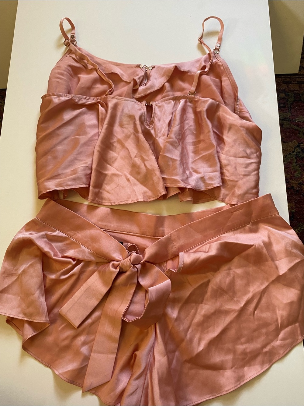 Honey Birdette Rose Pink Satin Two-Piece Pajama Set